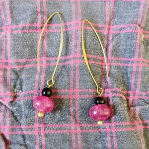 Modern Ruby + Onyx Earrings